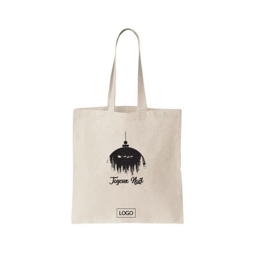 design tote bag boule de neige couleur naturelle et ecrit noir sur tote bag