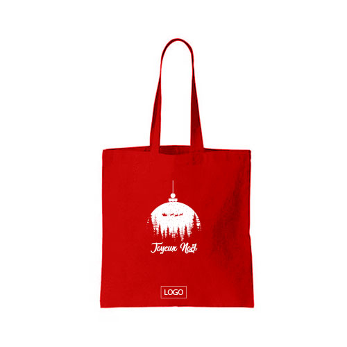 design tote bag boule de neige couleur rouge et ecrit blanc sur tote bag