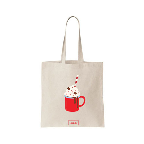 design tote bag chocolat chaud couleur naturelle et ecrit rouge sur tote bag