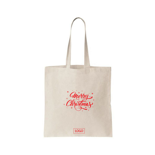 design tote bag merry christmas avec ciel etoile couleur naturelle et ecrit rouge sur tote bag