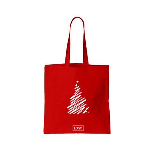 design tote bag noel sapin centre avec merry christmas  couleur rouge et ecrit blanc sur tote bag