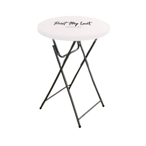 housse plateau mange-debout blanc avec logo noir