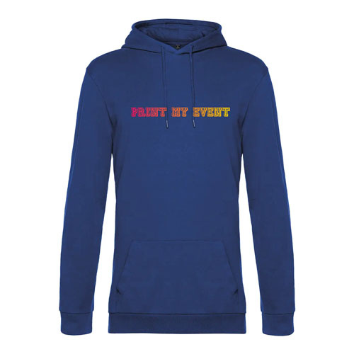 sweat a capuche homme wu03w bleu avec logo face