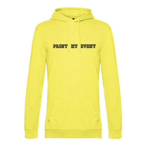 sweat a capuche homme wu03w jaune avec logo face