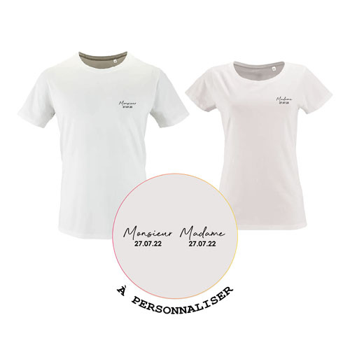 t-shirt imprime les duos  monsieur madame et date