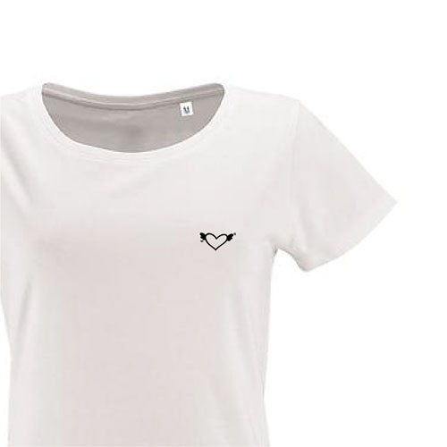 t-shirt imprime petit coeur 10 - femme milo women blanc zoom