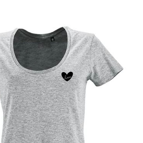 t-shirt imprime petit coeur 13 - femme metropolitan gris zoom