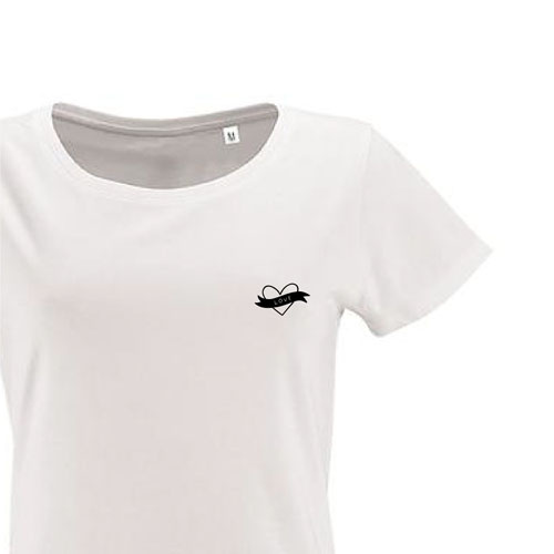 t-shirt imprime petit coeur 15 - femme milo women blanc zoom