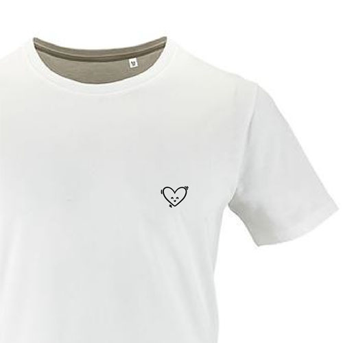 t-shirt imprime petit coeur 18 - homme milo men blanc zoom