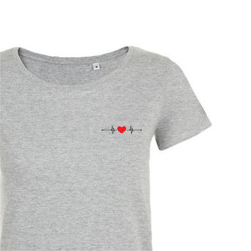 t-shirt imprime petit coeur 1 - femme mia gris zoom