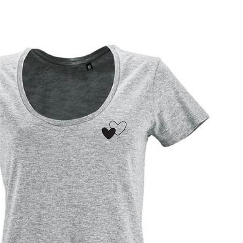 t-shirt imprime petit coeur 20 - femme metropolitan gris zoom
