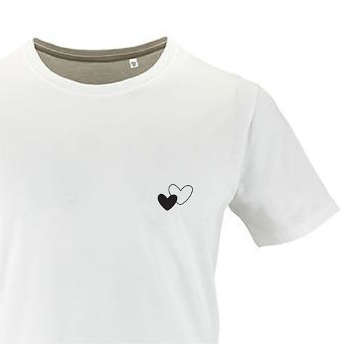 t-shirt imprime petit coeur 20 - homme milo men blanc zoom