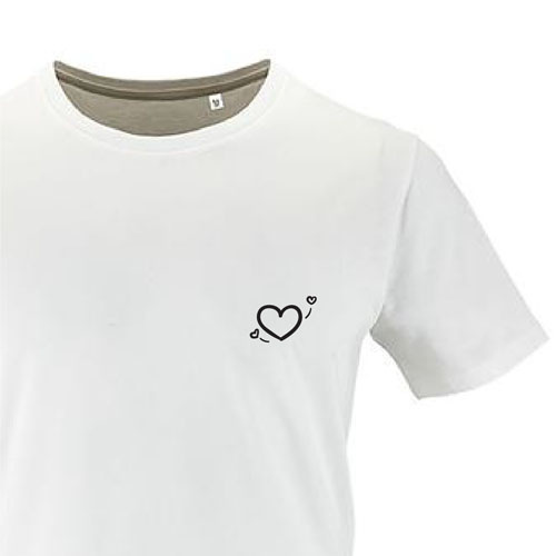 t-shirt imprime petit coeur 23 - homme milo men blanc zoom