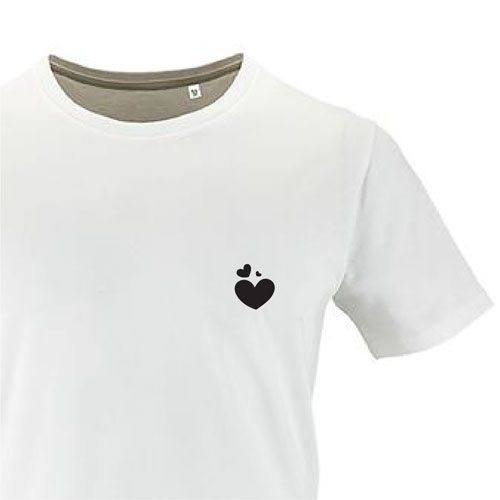 t-shirt imprime petit coeur 25 - homme milo men blanc zoom