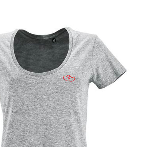 t-shirt imprime petit coeur 2 - femme metropolitan gris zoom