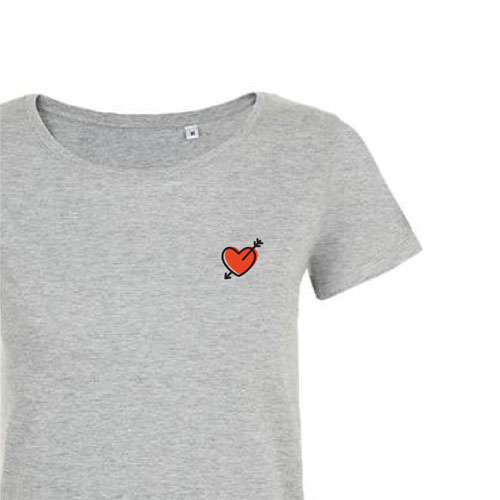 t-shirt imprime petit coeur 3 - femme mia gris zoom