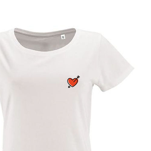 t-shirt imprime petit coeur 3 - femme milo women blanc zoom
