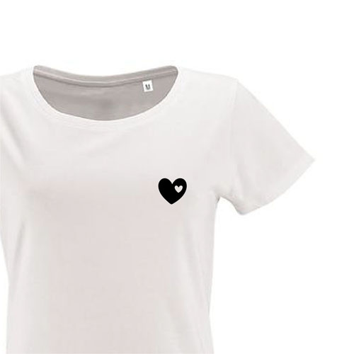 t-shirt imprime petit coeur 8 - femme milo women blanc zoom