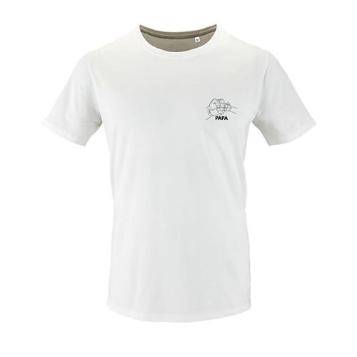 t-shirt poing papa et enfant  blanc